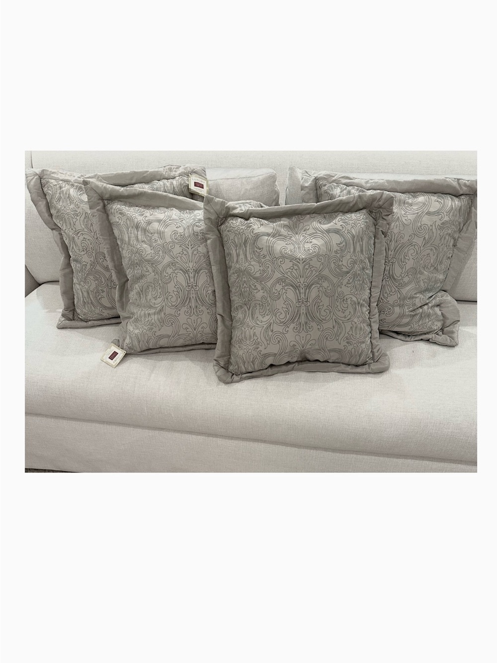 Gray Damask Pattern Decorative Throw Pillows -Set of 4
